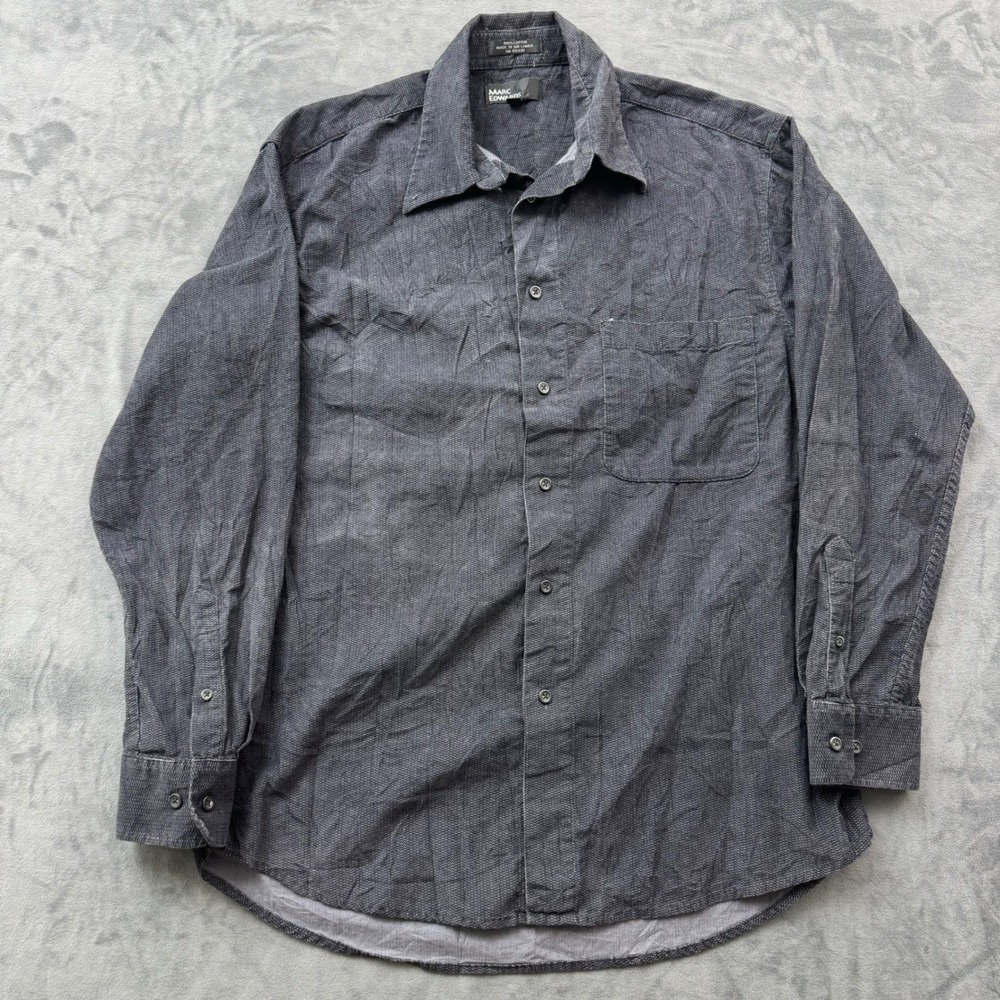 Marc Edwards Mens Charcoal Grey Cotton Long Sleeve Button Down Shirt Size M